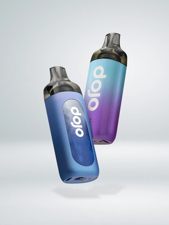 One blue Vaporesso Dojo Blast 30K Pro kit, and one purple-blue Vaporesso Dojo Blast 10K kit floating side by side on a white background