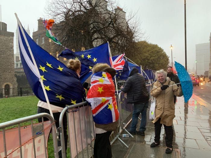 Winds of Change: European Union supporters gather in London on a blustery day. (Photo by John Cameron on Unsplash)
