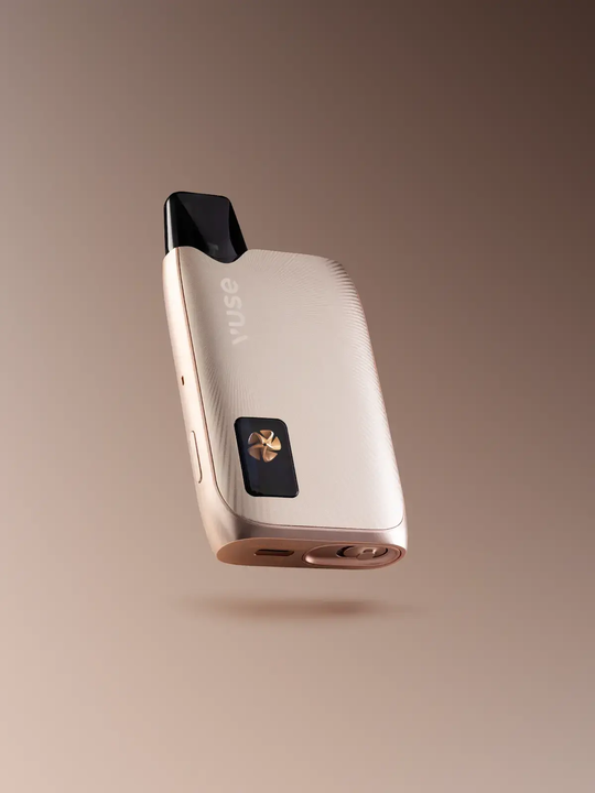 A rose gold VUSE Ultra kit floating on a rose gold background