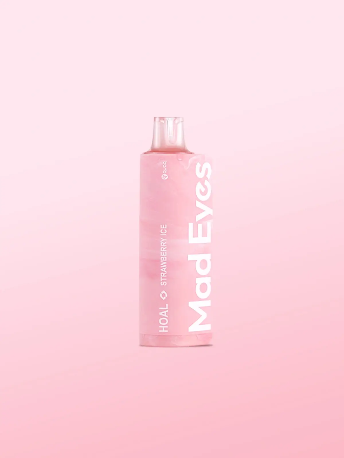 A Mad Eyes HOAL disposable in Strawberry Ice flavour, standing in front of a pink background