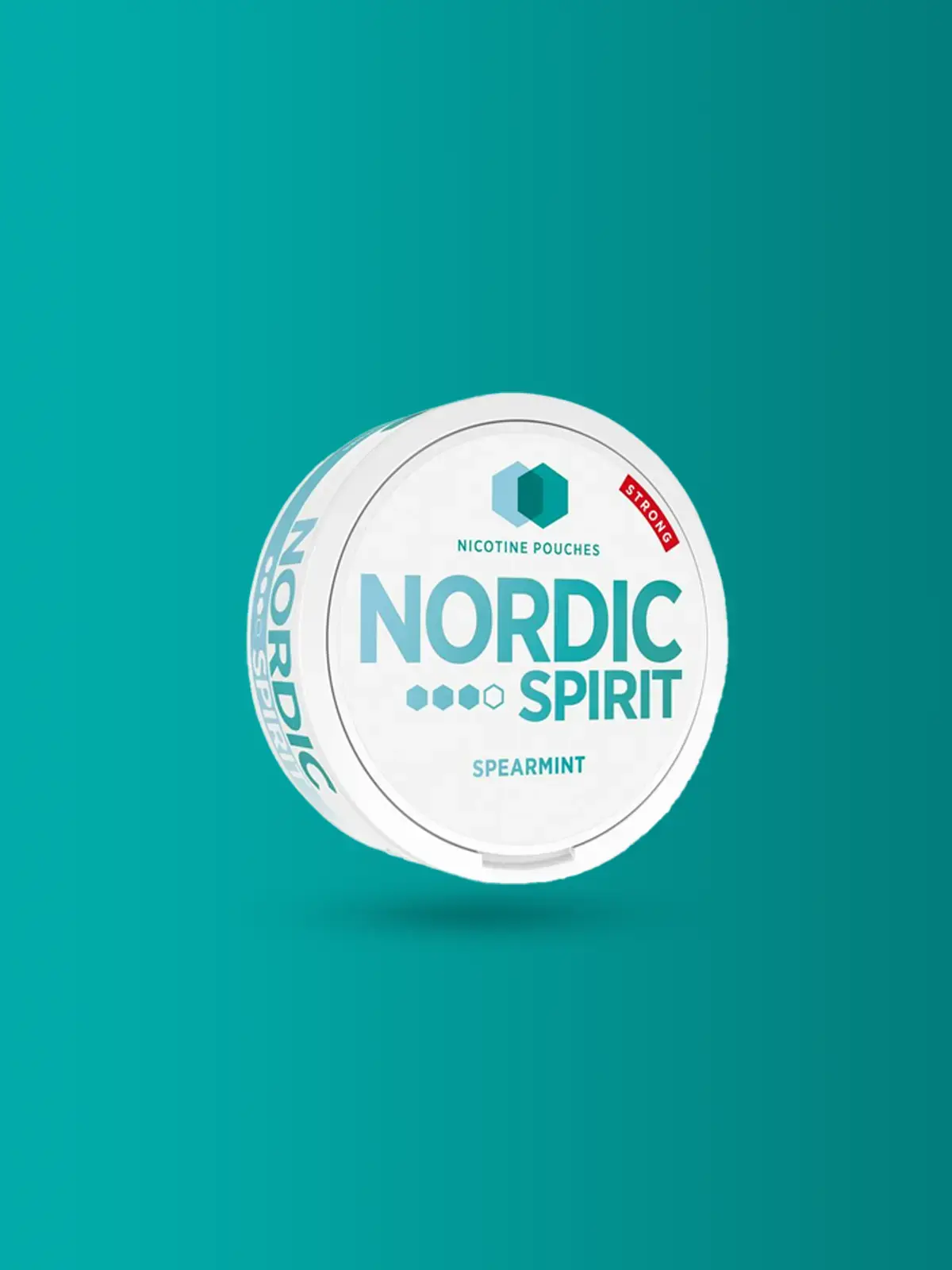 A pack of Nordic Spirit Spearmint in front of a teal coloured background