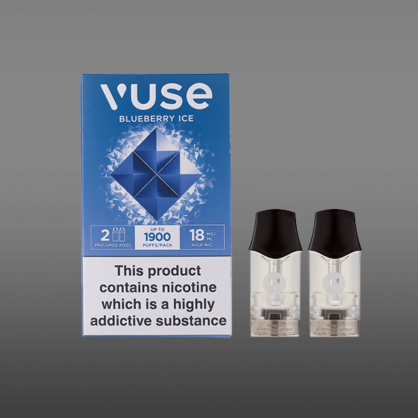 An image of a pack of VUSE Blueberry Ice flavour refill pods for the VUSE Pro, or VUSE ePod