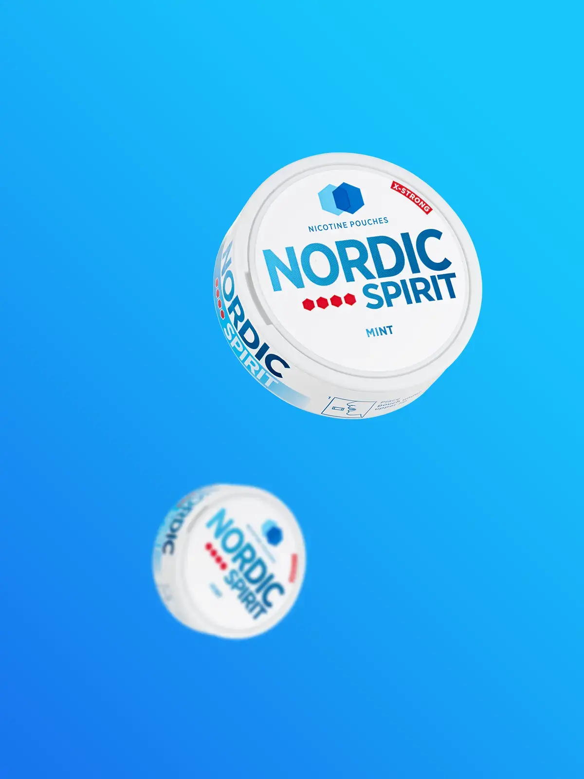 Two packs of Nordic Spirit in Mint flavour floating in front of a blue background