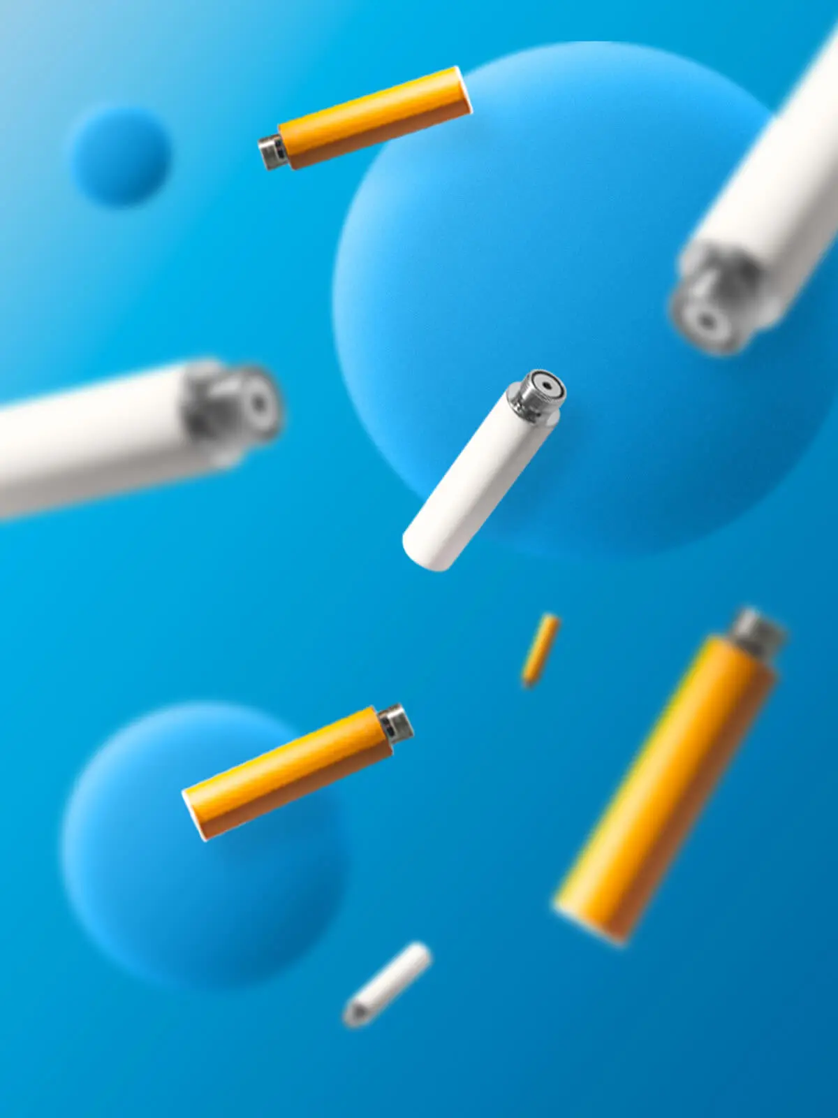 Menthol and Tobacco OK Vape cartridge refills, floating in front of a blue background