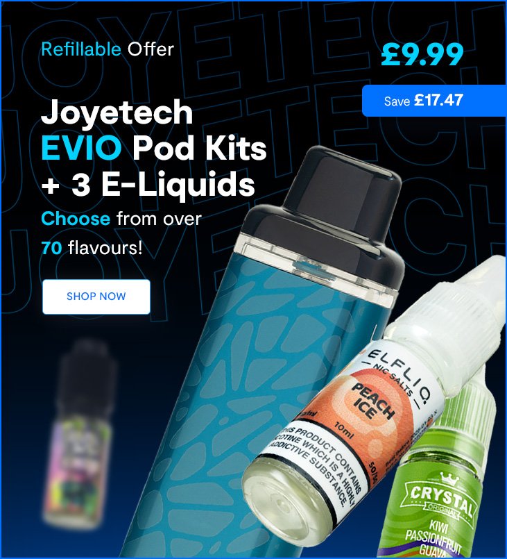 Joyetech EVIO pod kit with 3 Free E-liquids